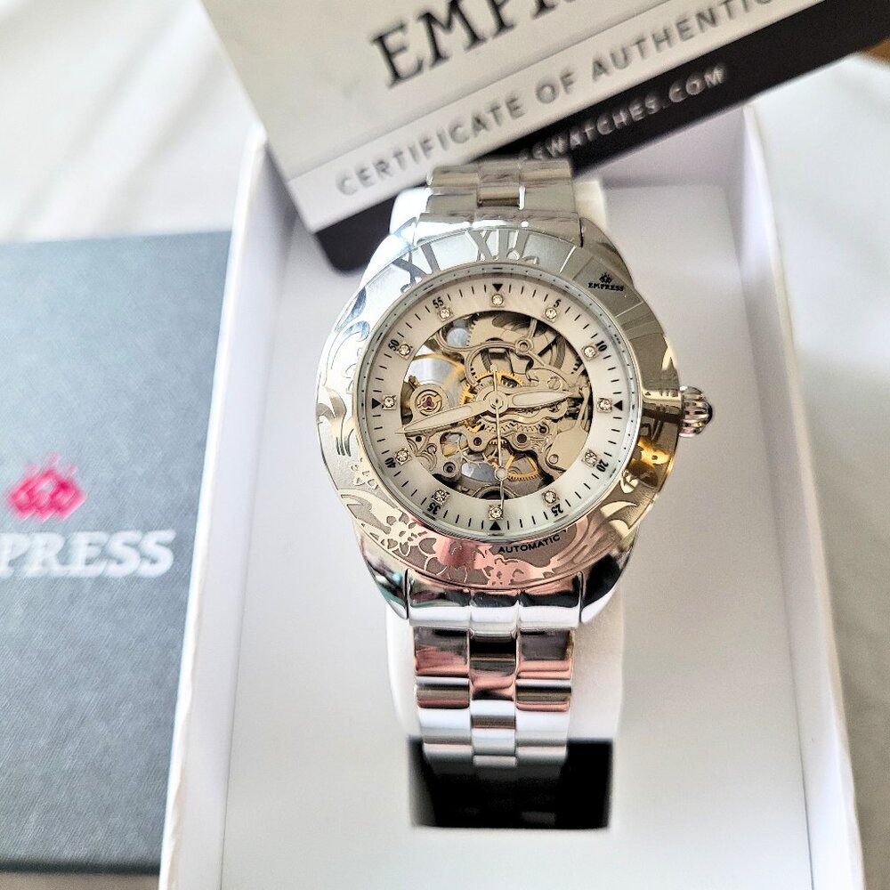 Empress Godiva Women's Jeweled Automatic Silver Watch